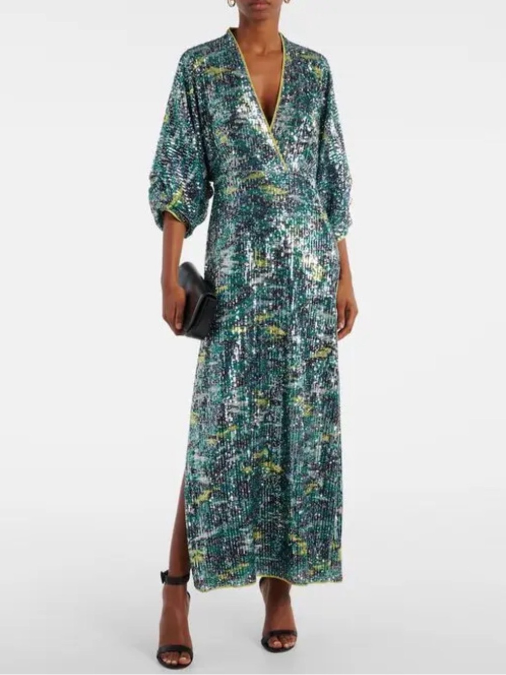 Diane Von Furstenberg Sequin Maxi Dress in Green